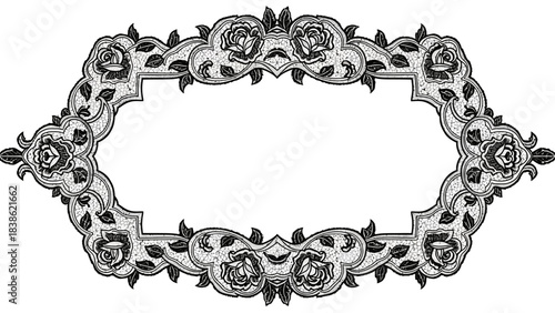 Elegant floral frame with intricate details and a classic design providing space