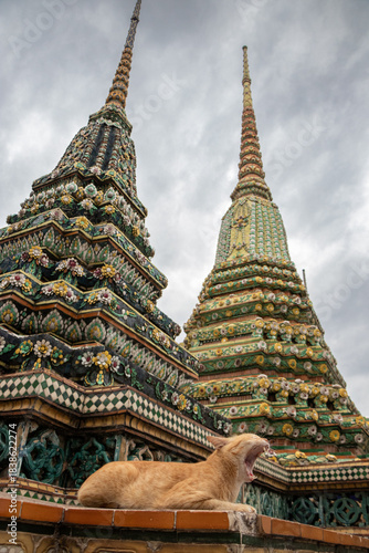 Colorful temple complex of Bangkok's Wat Pho, or Phra Chetuphon Wimon Mangkhalaram Rajwaramahawihan - Bangkok, Thailand