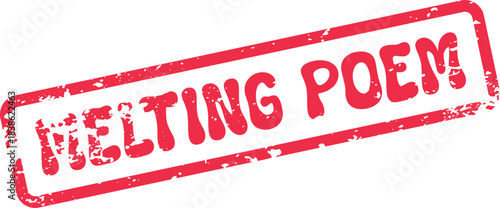 Melting Poem Vibrant Red Distressed Rubber Stamp for Creative Expression and Literary Artistry