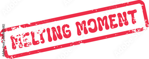Melting Moment text displayed as a vibrant distressed red rubber stamp effect