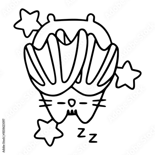 cute cartoon bat cat character dreaming with stars and zzz