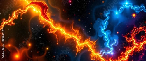 Celestial bodies arranged in a symmetrical grid, forming a cosmic pattern, nebula, dark