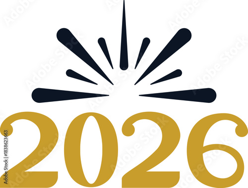 New Year 2026 text typography phrase design for T-shirts and apparel on plain white transparent isolated background for shirt, hoodie, sweatshirt, card, tag, mug, icon, poster or badge