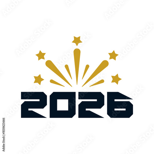 New Year 2026 text typography phrase design for T-shirts and apparel on plain white transparent isolated background for shirt, hoodie, sweatshirt, card, tag, mug, icon, poster or badge