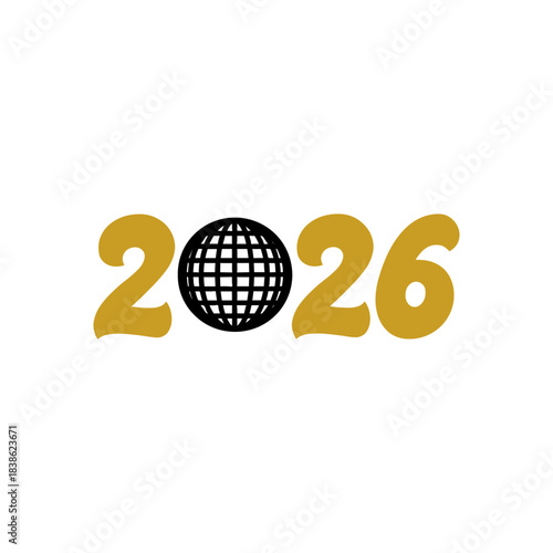 New Year 2026 text typography phrase design for T-shirts and apparel on plain white transparent isolated background for shirt, hoodie, sweatshirt, card, tag, mug, icon, poster or badge