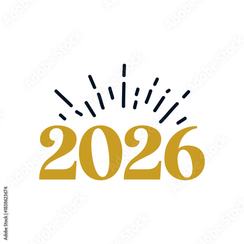 New Year 2026 text typography phrase design for T-shirts and apparel on plain white transparent isolated background for shirt, hoodie, sweatshirt, card, tag, mug, icon, poster or badge