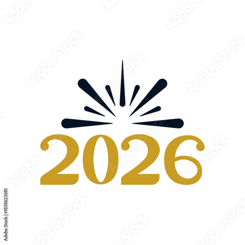 New Year 2026 text typography phrase design for T-shirts and apparel on plain white transparent isolated background for shirt, hoodie, sweatshirt, card, tag, mug, icon, poster or badge