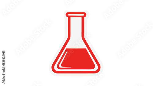 Red Liquid In A Laboratory Flask With White Outline Against A Black Background Symbolizing Science Research Chemistry And Medical Experiments