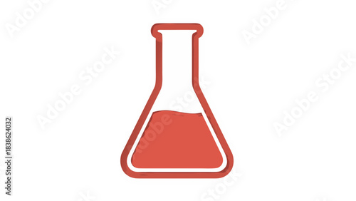 Red Liquid In A Laboratory Flask With White Outline On A Black Background