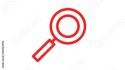 Red Magnifying Glass Icon On A Black Background Simple Outline Design Element For Search And Discovery