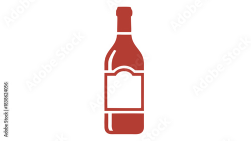 Red Wine Bottle Silhouette Against A Solid Black Background Vector Graphic Minimalist Design Simple Isolated Object Symbol For Beverage And Alcohol Representation
