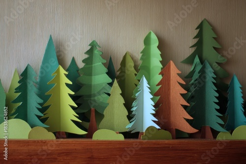 ペーパークラフト調・やさしい森の背景