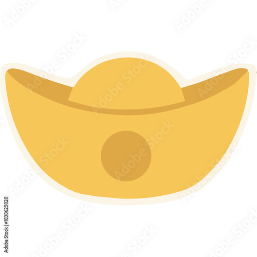 Golden Ancient Chinese Wealth Symbol Isolated on White Background Flat Design