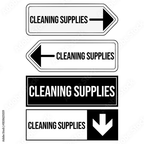 Cleaning Sign – cleaning supplies direction sign