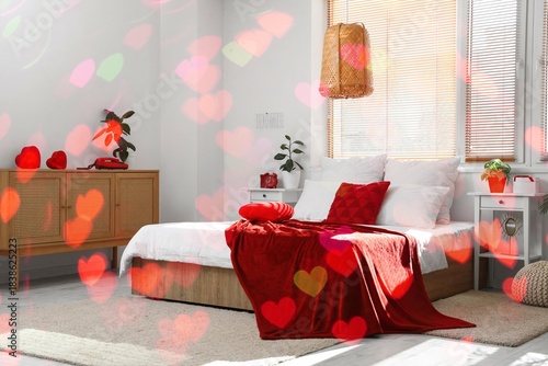 Interior of light bedroom w...