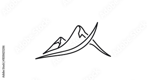Minimalist Mountain Range Line Art for Outdoor Adventure Logo.