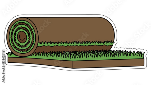 Rolled Up Sod With Green Grass and Brown Soil Isolated on White Background Perfect for Landscaping and Gardening Projects