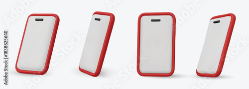 Vector 3d smartphones set in a minimalist style. Modern smartphone mockup with blank screen.