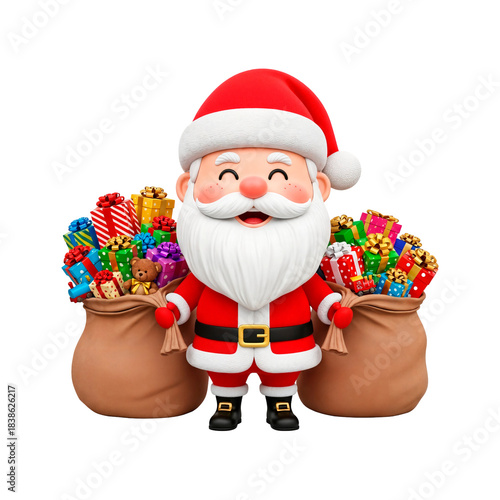 Santa Claus holding a bag of Christmas gifts