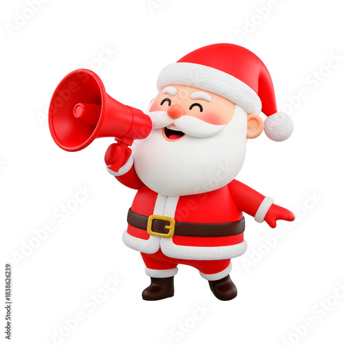 Santa Claus shouting through a megaphone