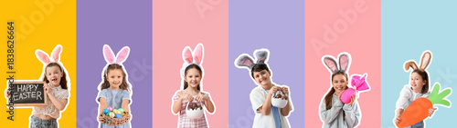 Set of cute children with b...