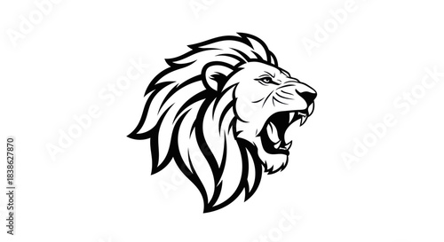 Roaring Lion Head Vector Illustration with Detailed Mane.