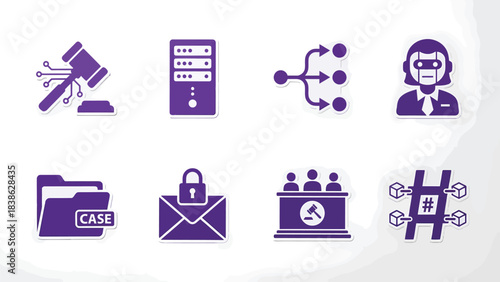 Modern Technology Law and Justice Icons Set