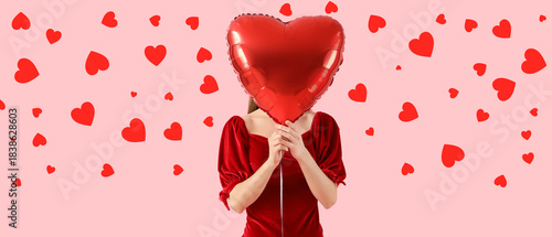 Beautiful woman with heart-...