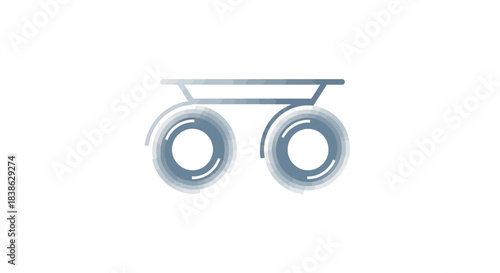 Modern stylized twowheeled vehicle icon with layered bluegrey concentric circle wheels.