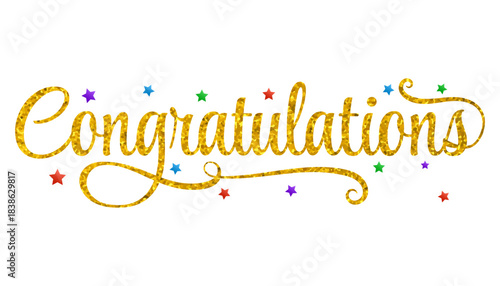 Golden glittering congratulations lettering calligraphy text. Congratulations vector gold festive text
