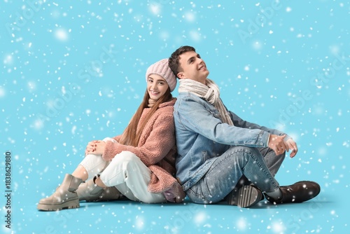 Happy couple in winter clot...
