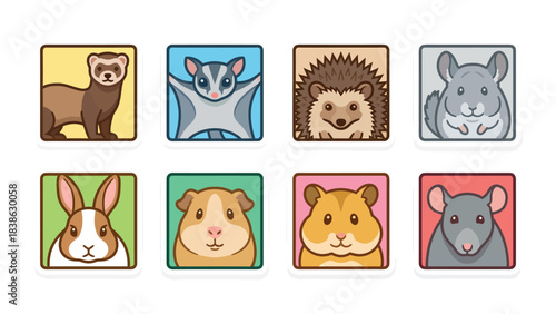 Adorable Small Pet Portraits Collection Cute Mammal Icons and Symbols for Branding and Design