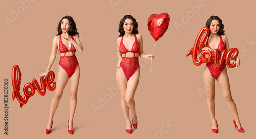 Set of beautiful young woma...