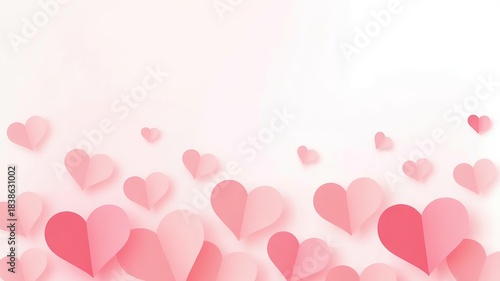 Valentine's Day Background with Floating Pink Hearts Soft Gradient Design for Romantic Occasions and Love Themed Events