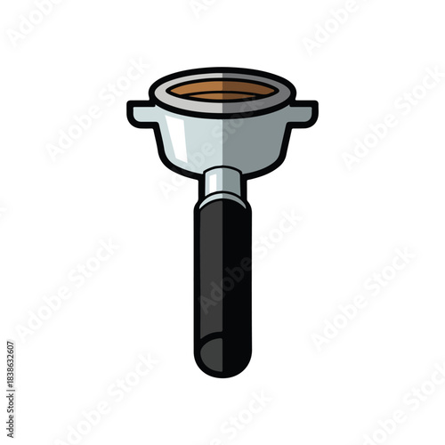 Coffee Portafilter Illustration, Espresso Machine Accessory, Isolated Design
