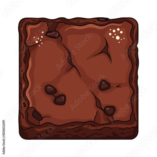 Delicious Brownie Illustration with Chocolate Chips, Dessert Design