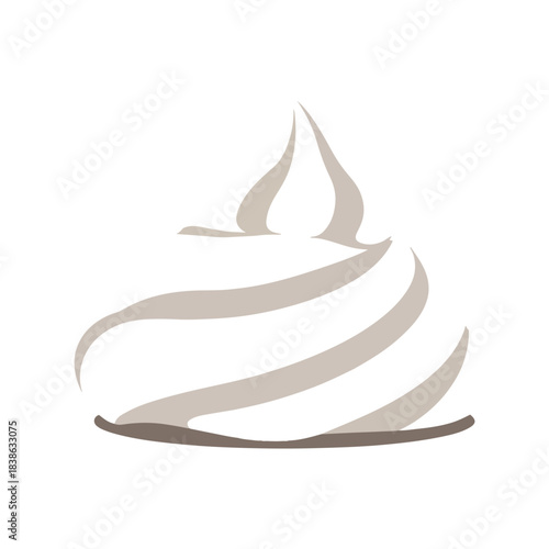 Swirled Cream Dessert Icon, Minimalist Food Graphic, Isolated Design