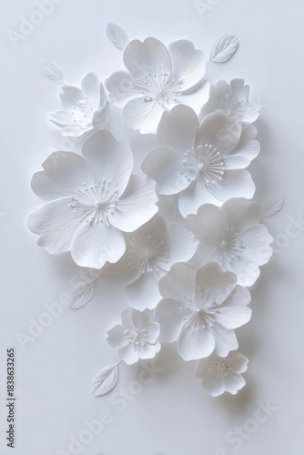 ペーパークラフト調・立体桜フラワー背景