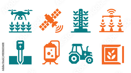 Smart Farming Technology Icons Innovation in Agriculture for Sustainable Growth