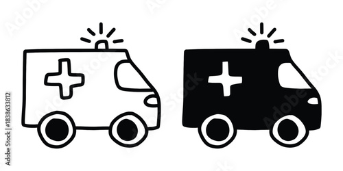 Ambulance Doodle Illustration for Medical and Healthcare Projects