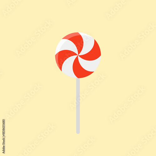 Illustration of a Swirl Red and White Lollipop