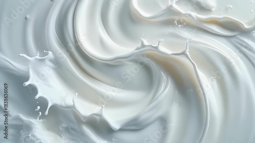 Milk Cream Moves and Swirls Softly Under Bright Light in a Well-Lit Indoor Space in Color of the year 2026