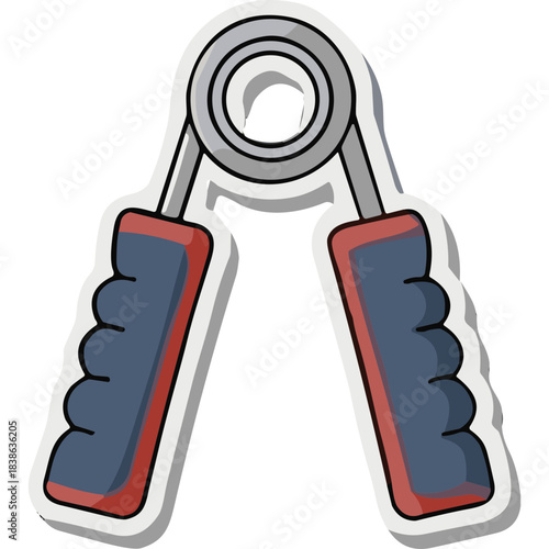 Hand Gripper Exerciser With Blue and Red Grips and Metal Springs Isolated on Black Background for Forearm Strength Training and Fitness