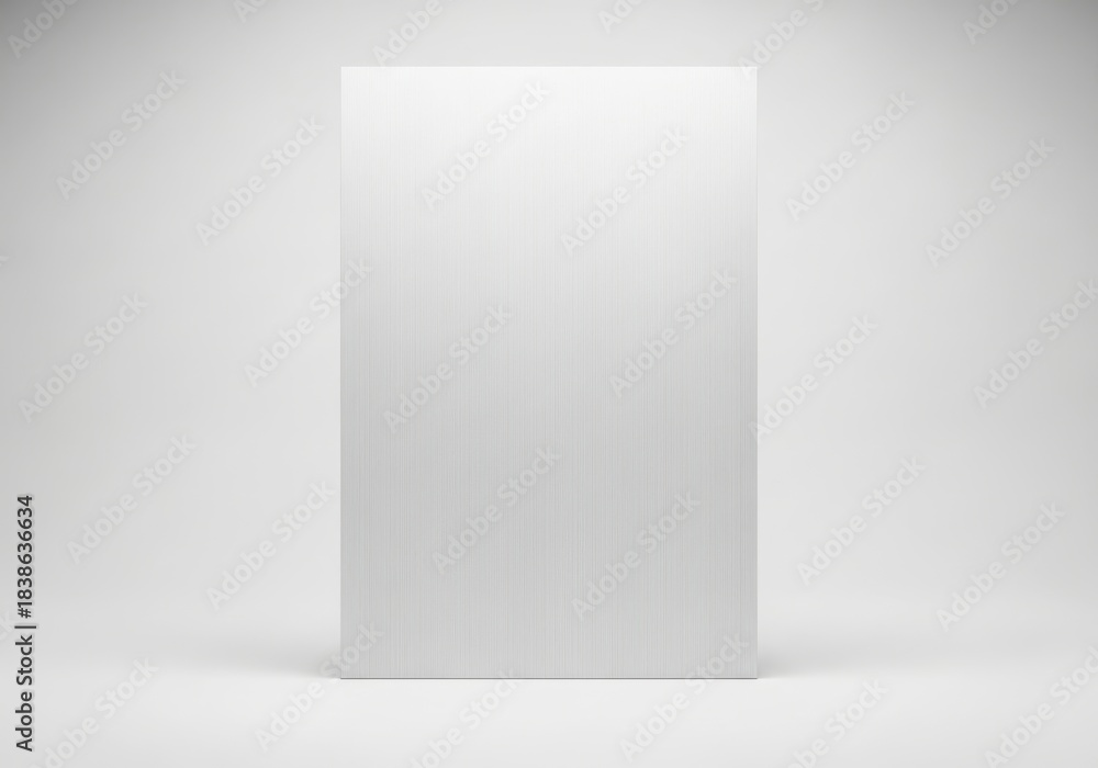 Fototapeta premium Rectangular blank panel stands upright in a bright, minimalist setting