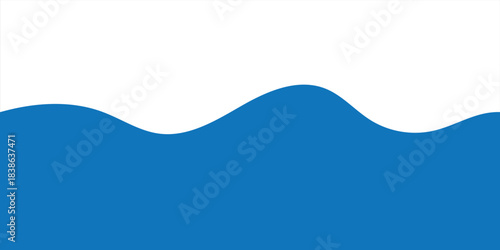 Blue Wave Abstract Landscape With Smooth Curved Horizon Under White Sky