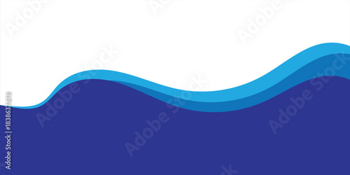 Blue Wave Abstract Background With Curved Ocean Waves And White Space For Modern Design