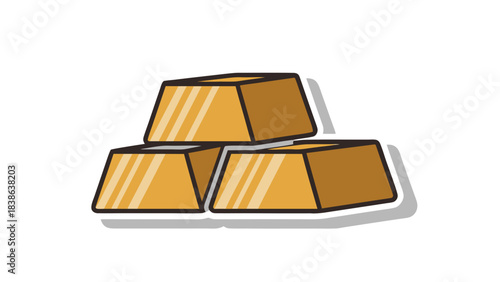 Three Shiny Gold Bars Stacked Together Isolated on Black Background with Subtle Shadows Representing Wealth and Riches Detailed Pixel Art Illustration