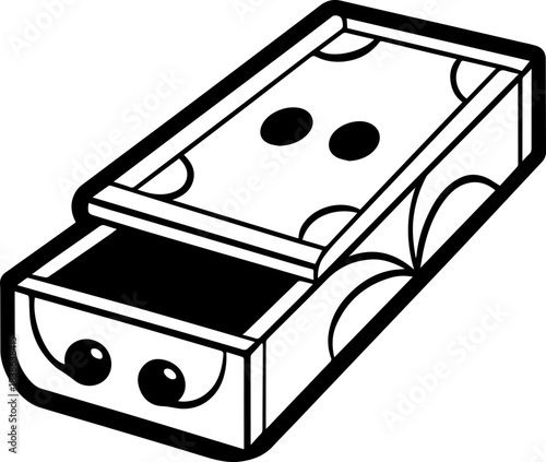 SVG vector illustration of product boxes, coffee cups, and envelopes.Black and White Playing Card Block Design