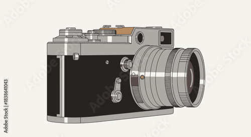 A sleek and modern camera with a silver and black body and lens