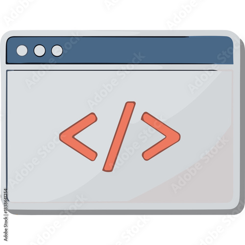 Illustration of a Code Editor Window Displaying a Simple Code Snippet with Angle Brackets and Slashes Against a Light Gray Background